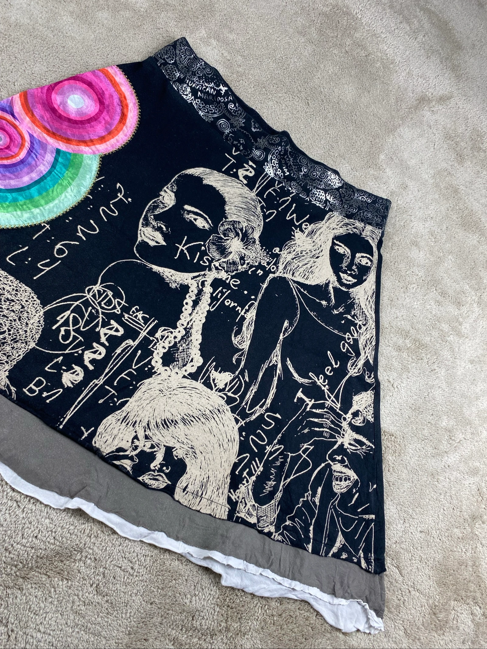 Desigual Saia Midi Estampa Artística Boho Y2K Tamanho G – photo 4